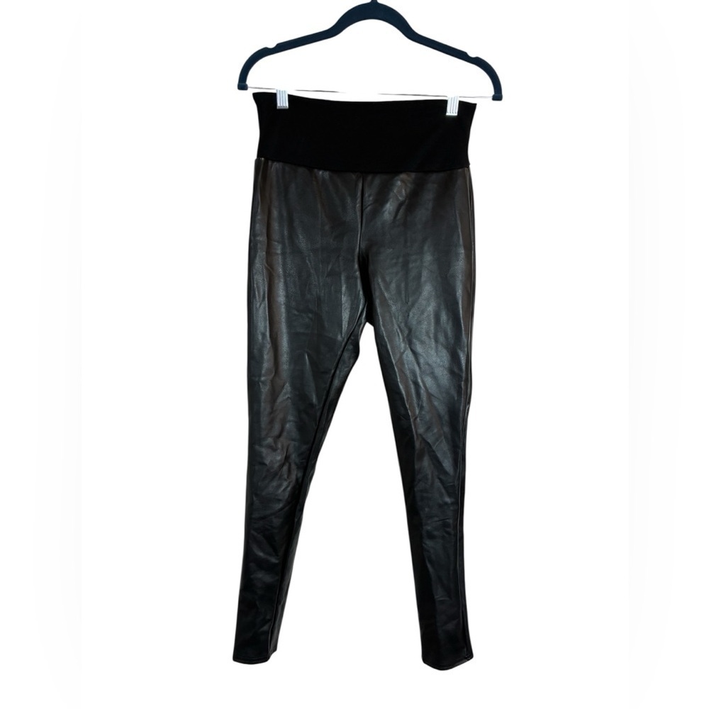 Spanx Assets Faux Leather Black Leggings Medium